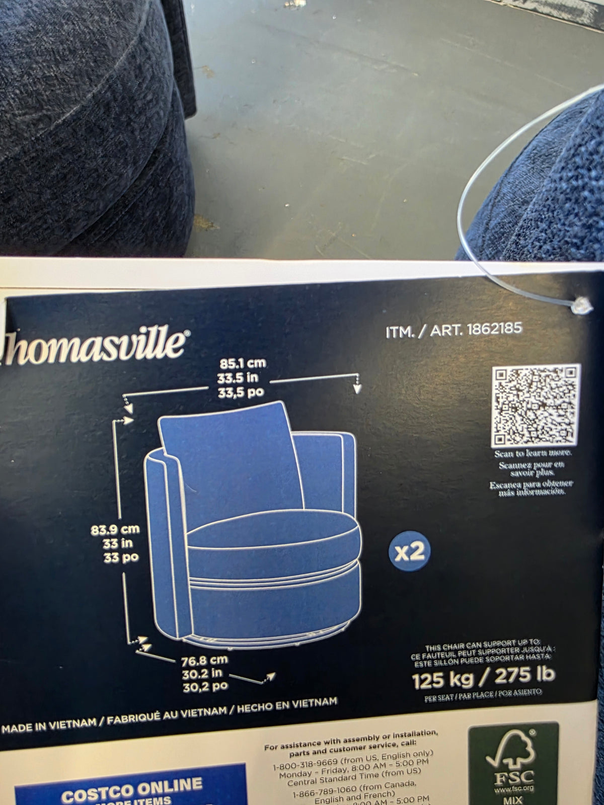 Thomasville Davos Swivel Chairs, 2-pack, Dark Blue