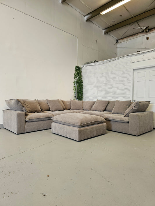 Sereen 6-piece Fabric Modular Sectional, Taupe