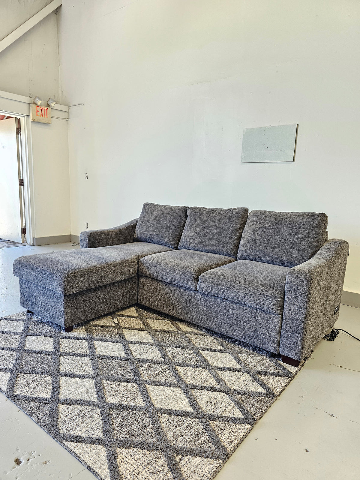 Coddle Aria Fabric Sleeper Sofa with Reversible Chaise and Storage, Gray