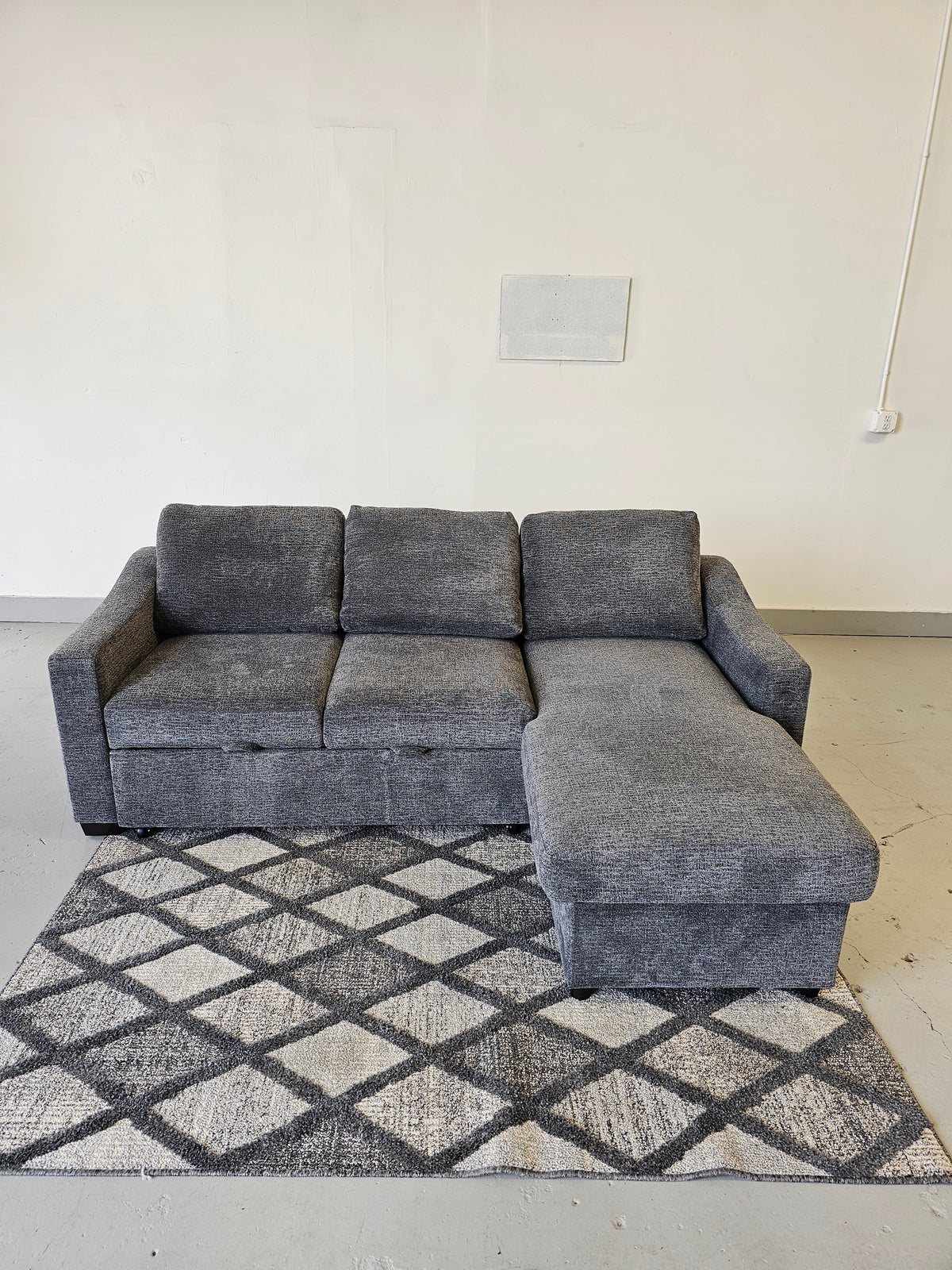 Coddle Aria Fabric Sleeper Sofa with Reversible Chaise and Storage, Gray