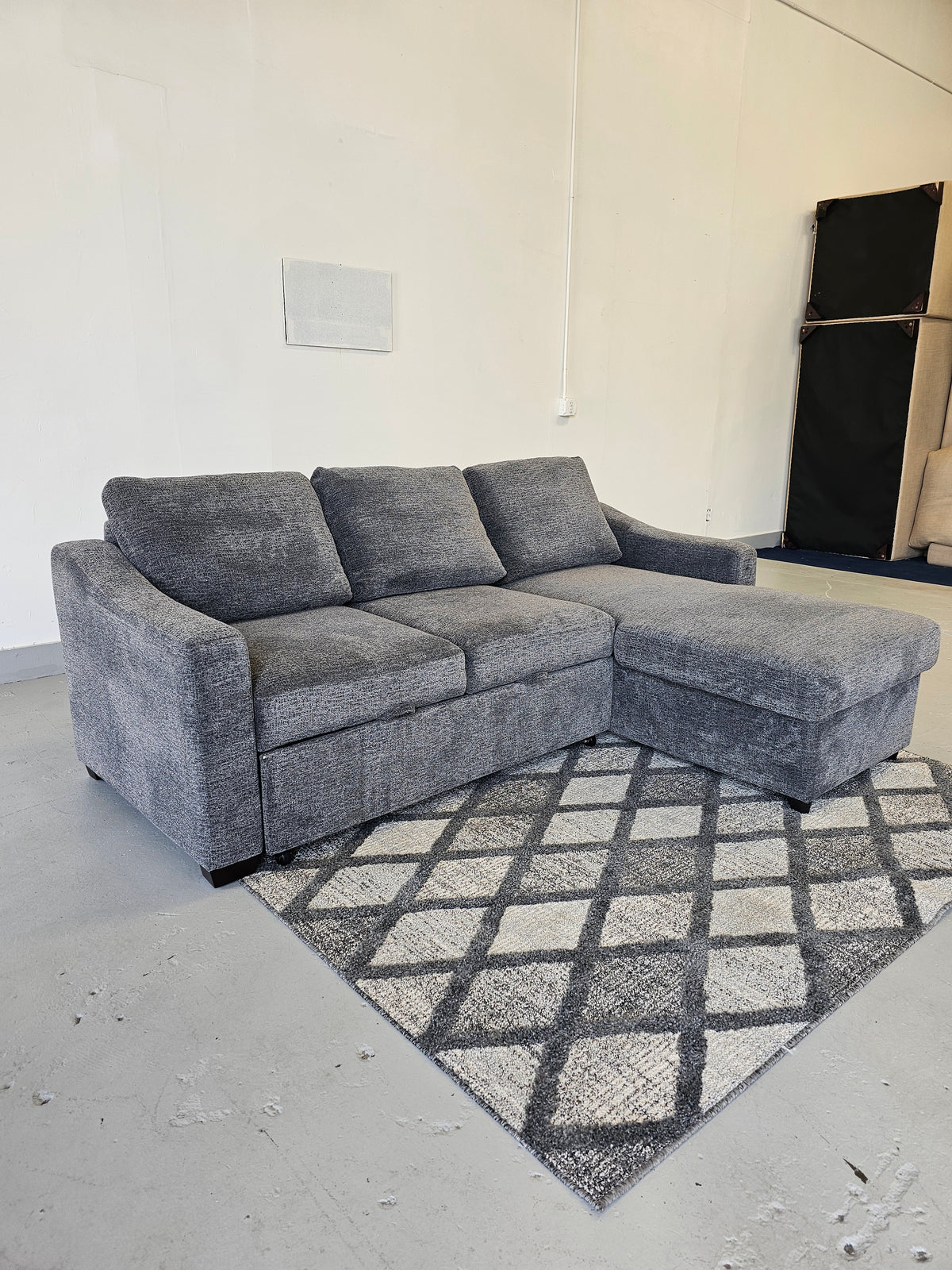 Coddle Aria Fabric Sleeper Sofa with Reversible Chaise and Storage, Gray