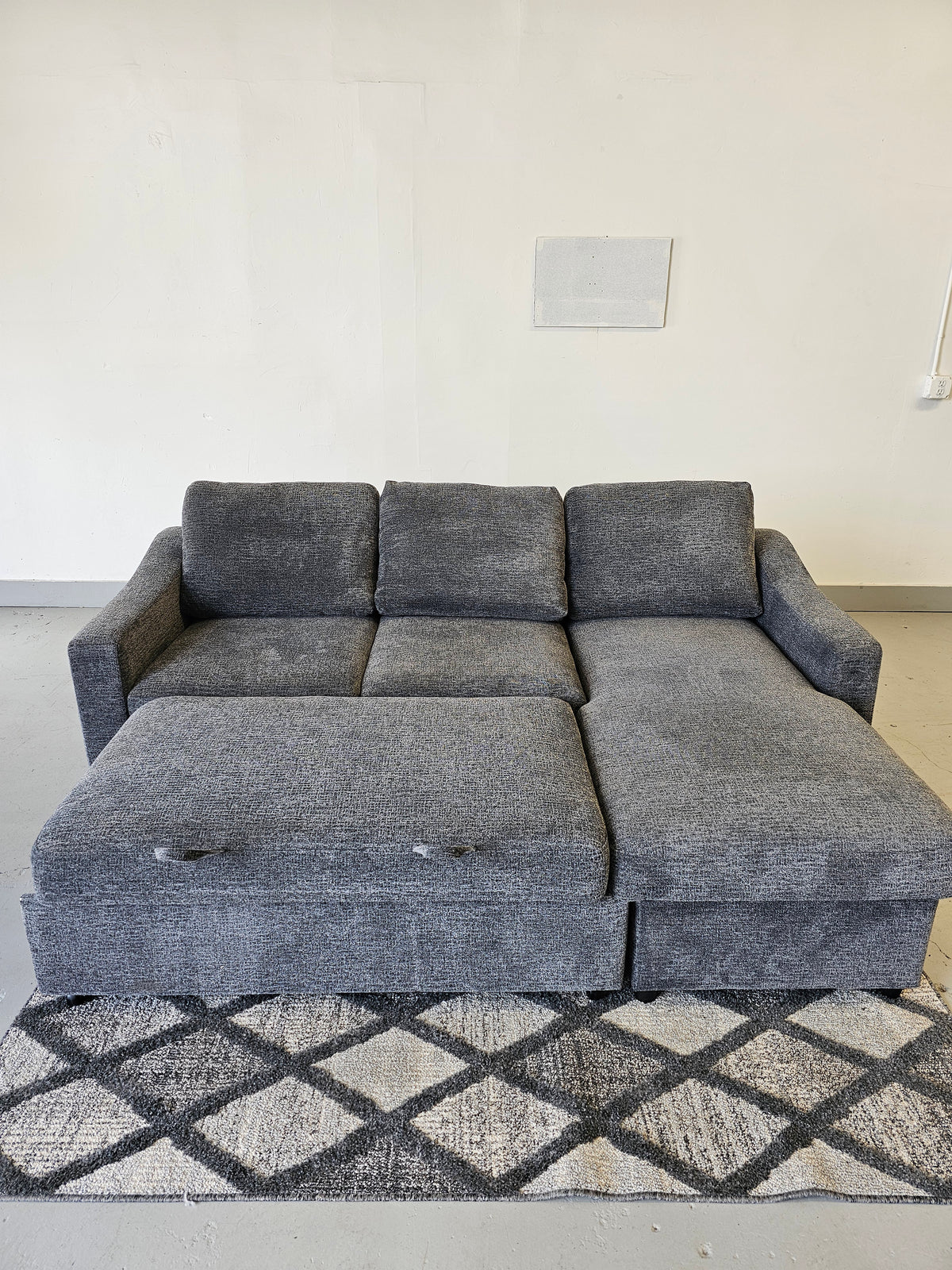 Coddle Aria Fabric Sleeper Sofa with Reversible Chaise and Storage, Gray