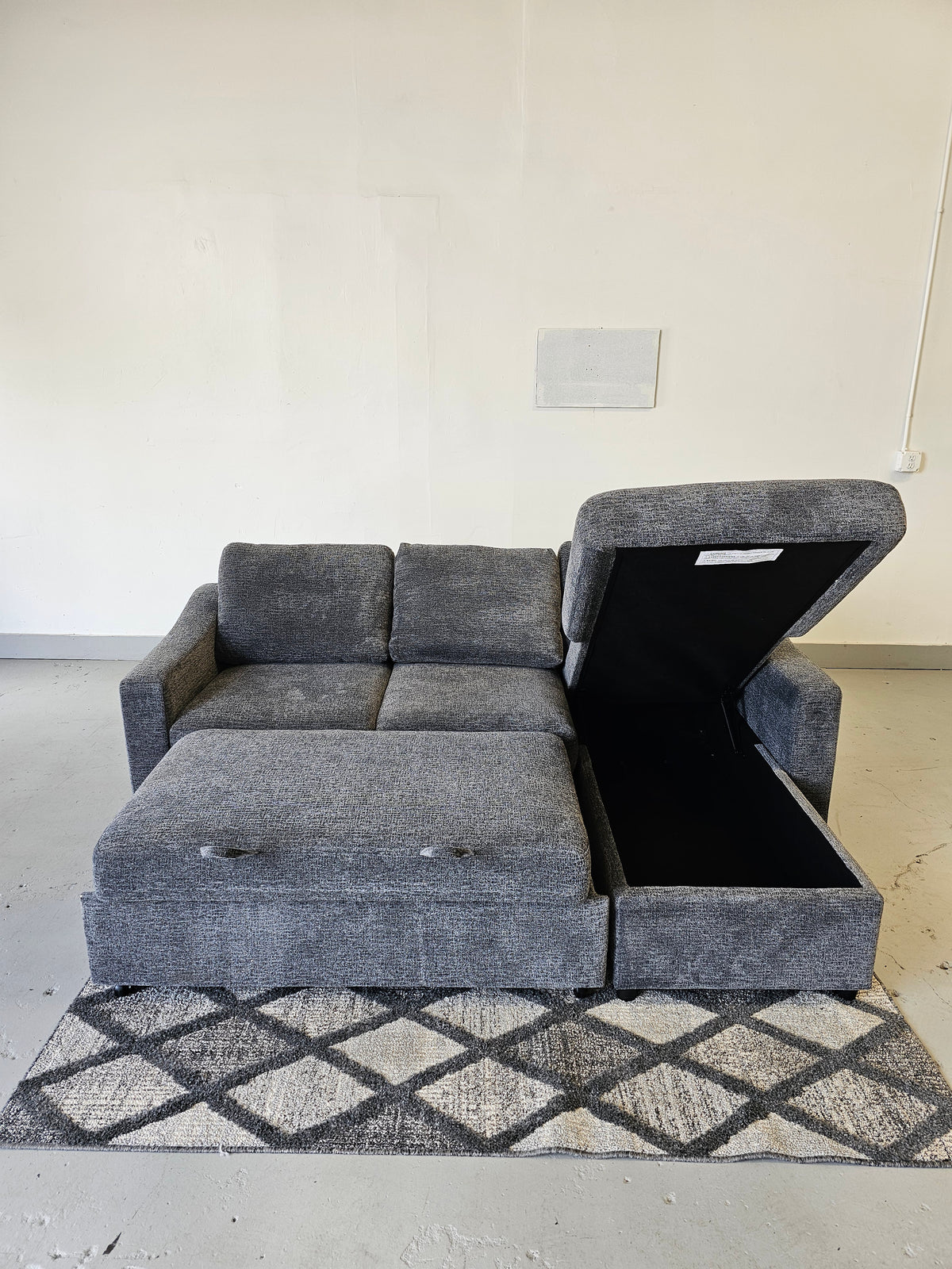 Coddle Aria Fabric Sleeper Sofa with Reversible Chaise and Storage, Gray