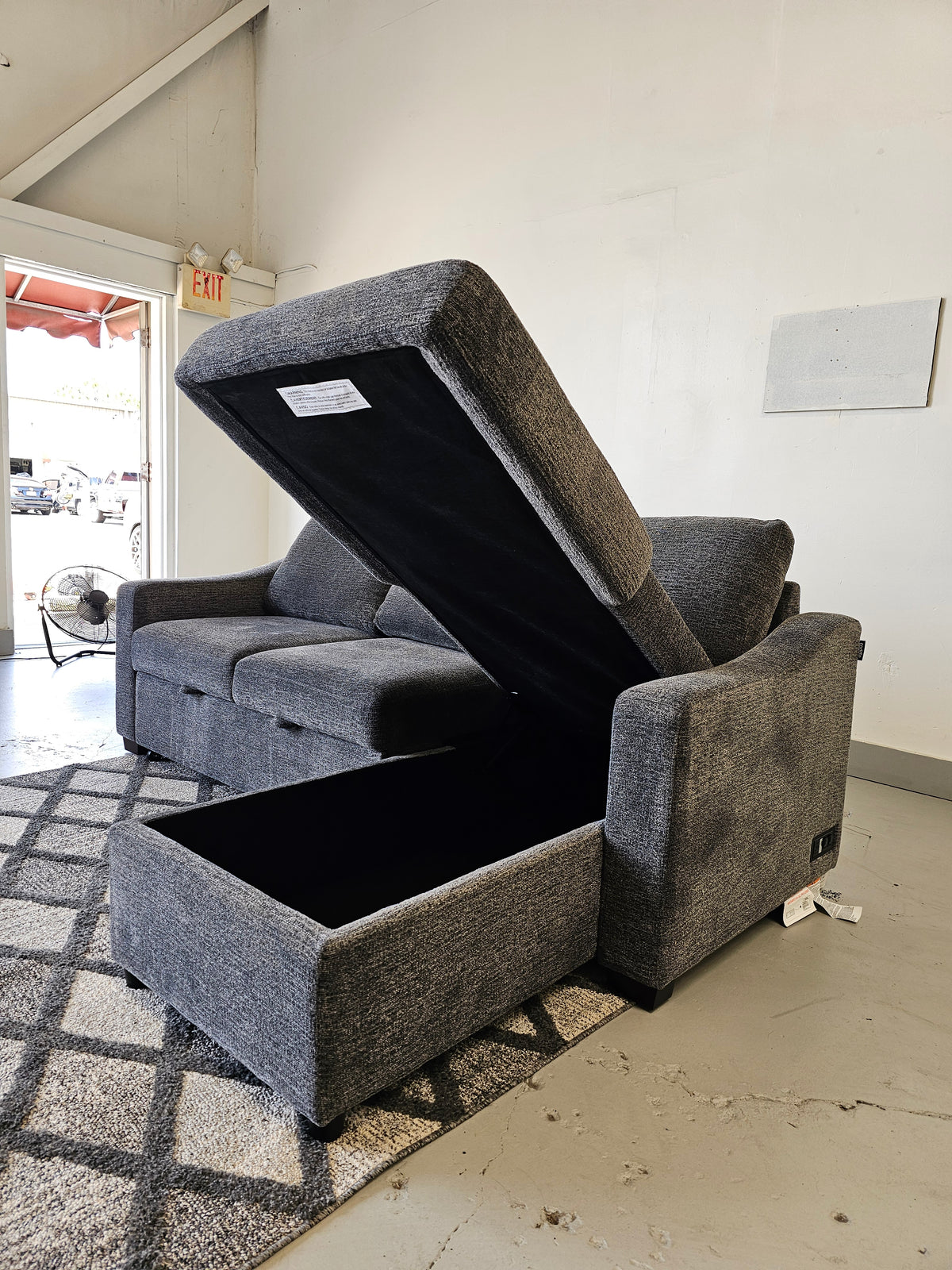 Coddle Aria Fabric Sleeper Sofa with Reversible Chaise and Storage, Gray