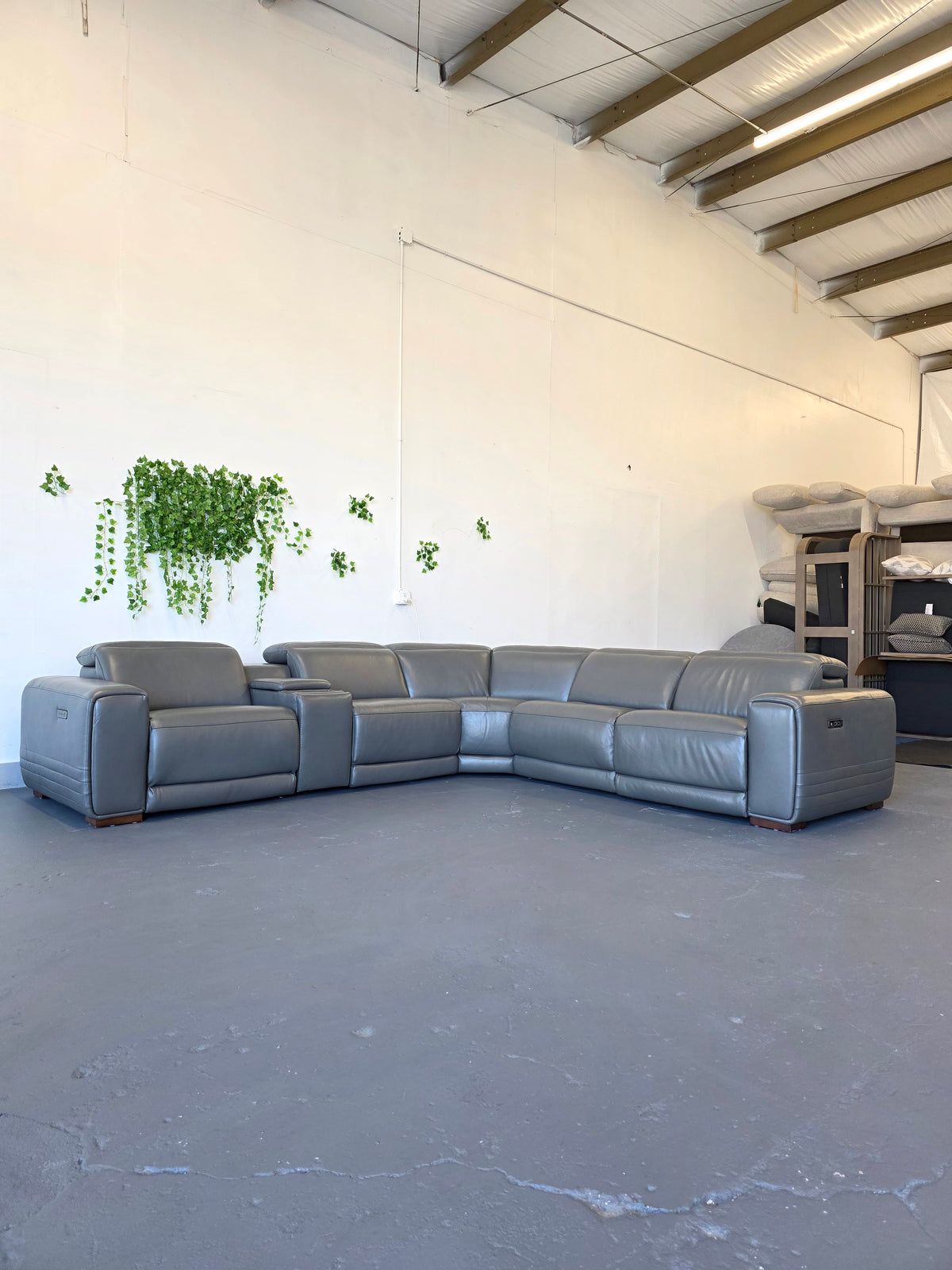 Aiden & Ivy Karson Leather Power Reclining Sectional with Power Headrests