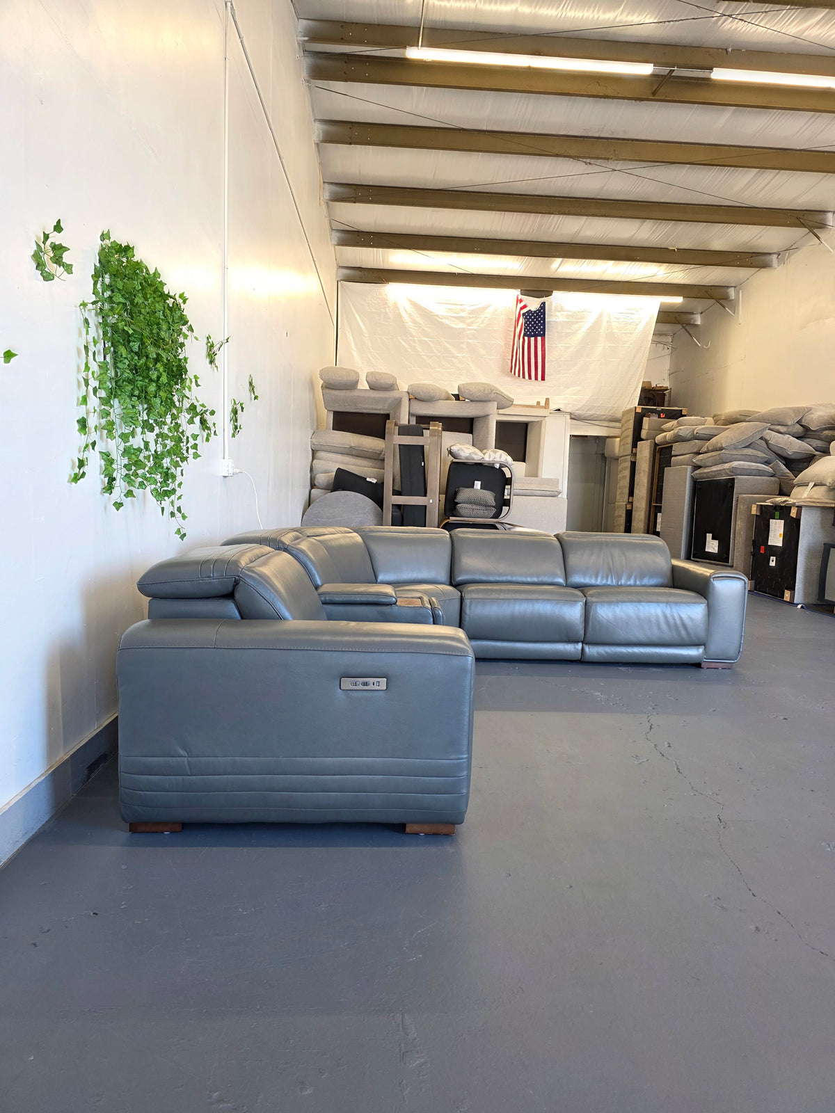 Aiden & Ivy Karson Leather Power Reclining Sectional with Power Headrests