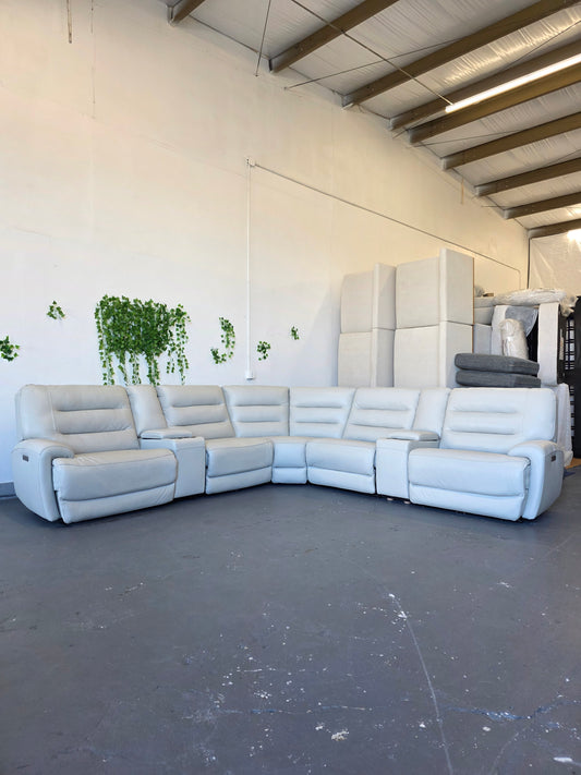 Aubrey 7-Piece Leather Power Zero Gravity Reclining Sectional