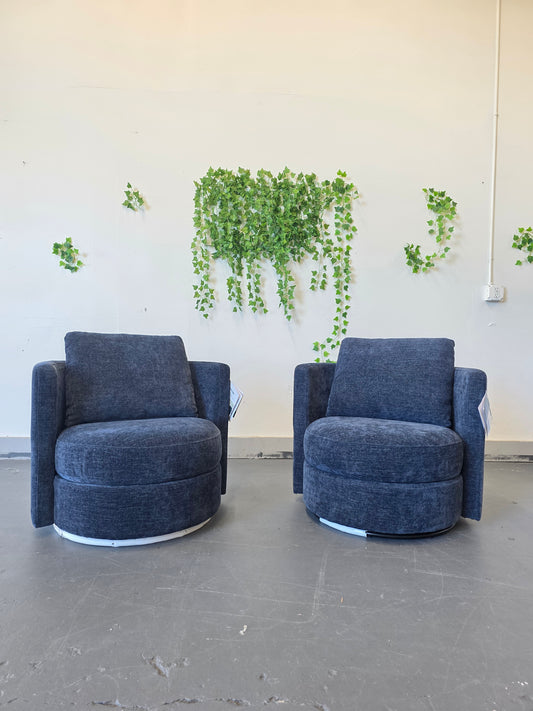 Thomasville Davos Swivel Chairs, 2-pack, Dark Blue