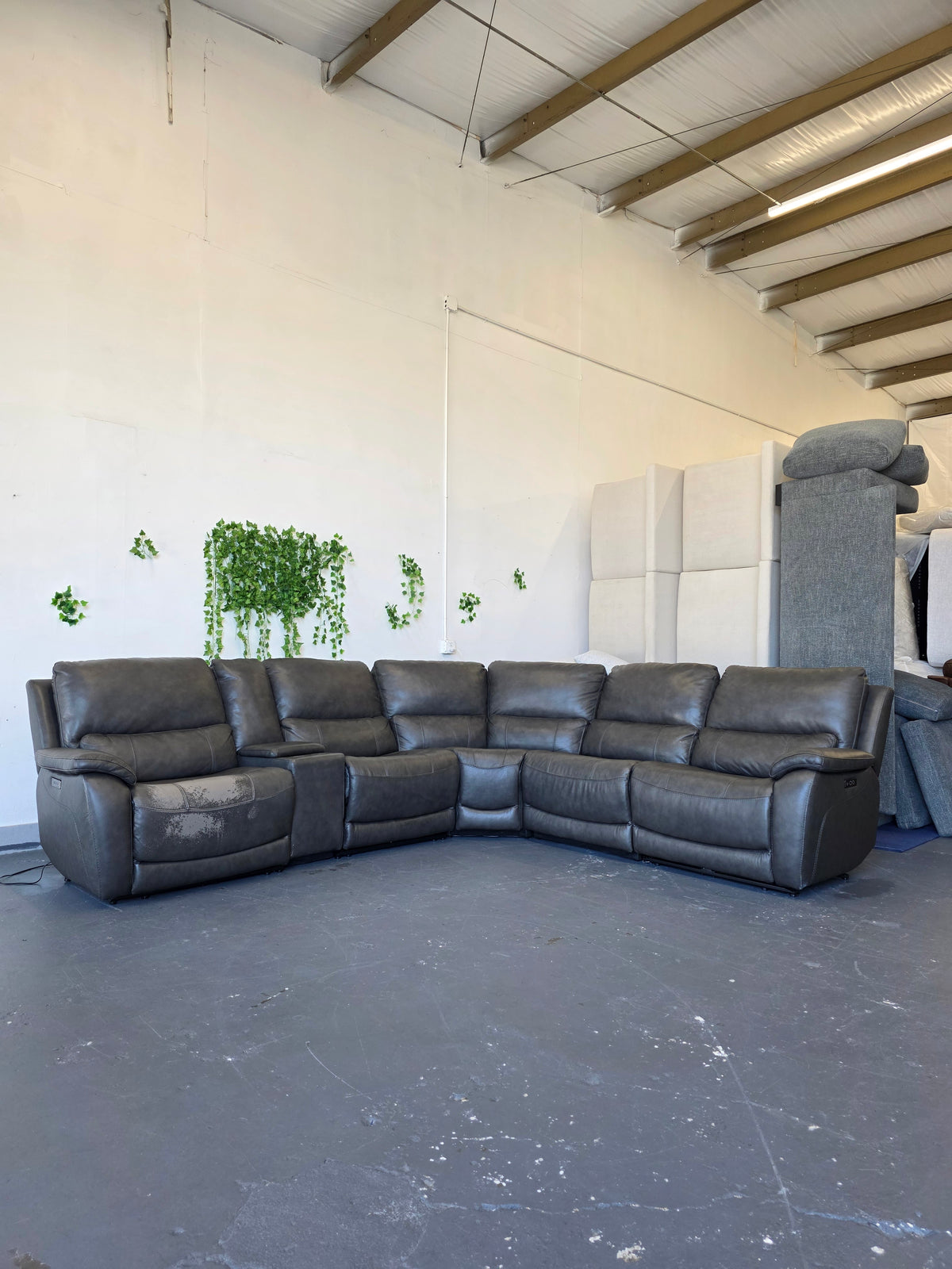 Wylder Leather Power Reclining Sectional with Power Headrests
