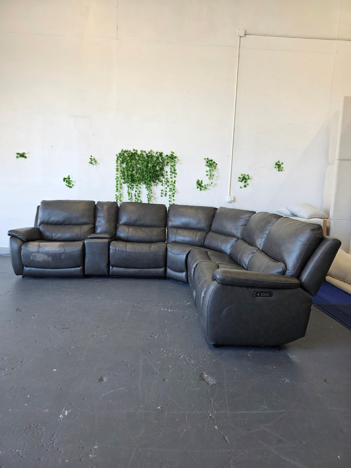 Wylder Leather Power Reclining Sectional with Power Headrests