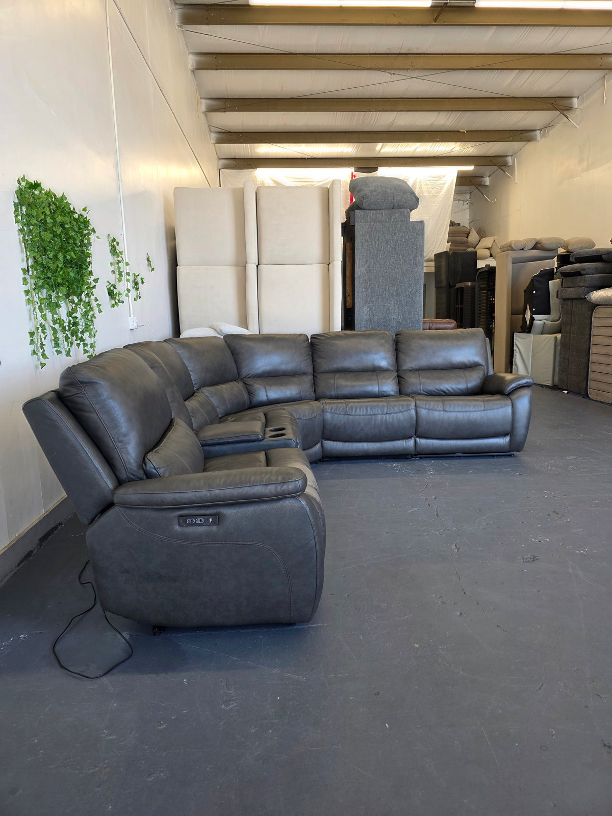 Wylder Leather Power Reclining Sectional with Power Headrests